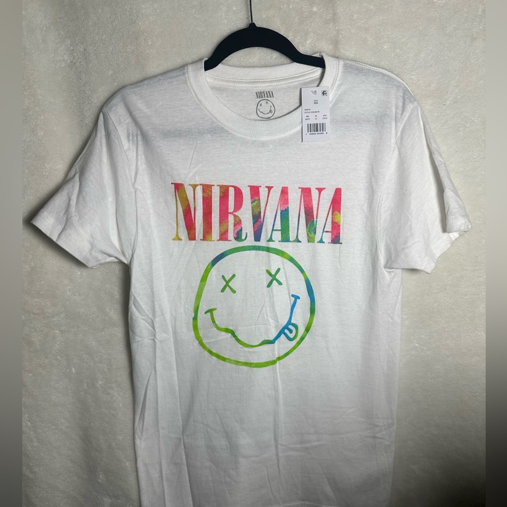 NWT, never worn - Womens Nirvana Nevermind Smiley T-Shirt - White - Medium